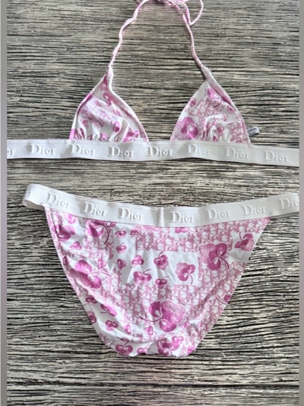 Dior Pink Cherry Blossom Elastic Bikini Set AUTHENTIC VINTAGE LIKE NEW, NO TAG - Picture 4 of 4